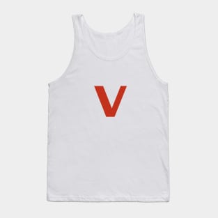 Letter v in Red Text Minimal Typography Tank Top